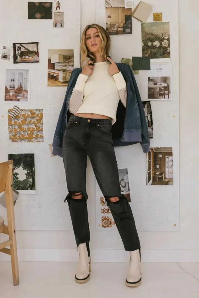 Harold Distressed Mom Jeans Black Women Bohme Denim