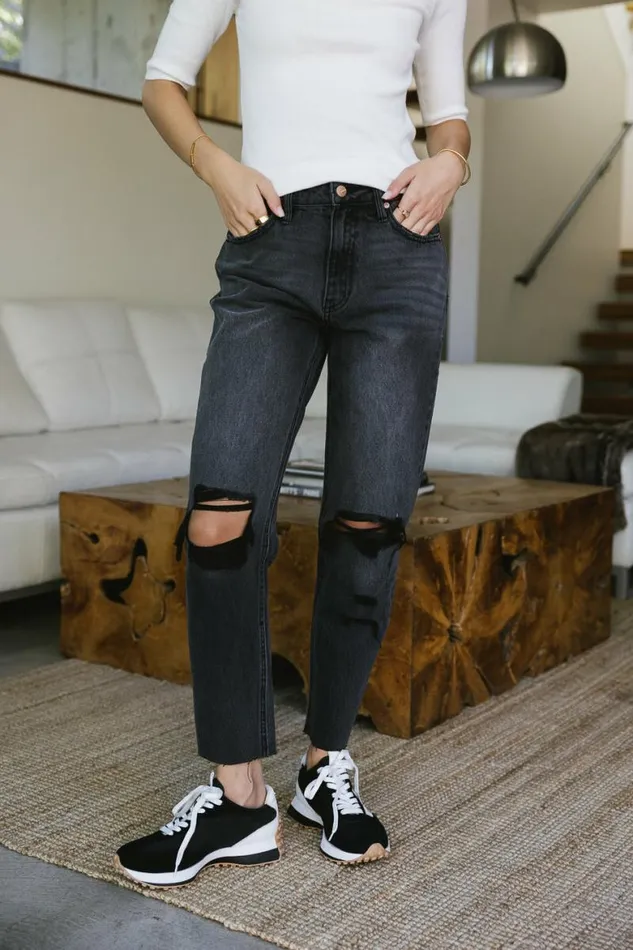 Harold Distressed Mom Jeans Black Women Bohme Denim