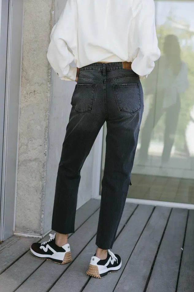 Harold Distressed Mom Jeans Black Women Bohme Denim