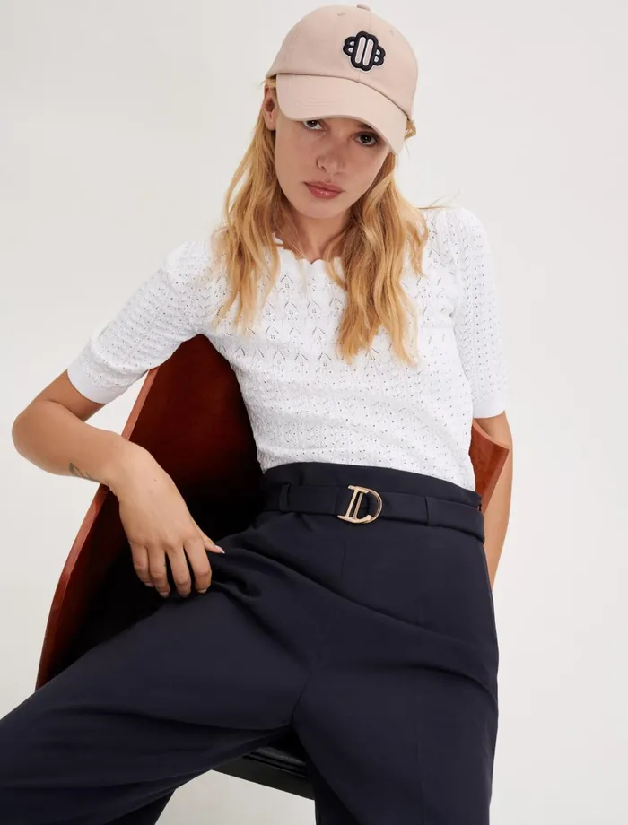 Hats Women Maje Clover Logo Cotton Cap Mastic Beige