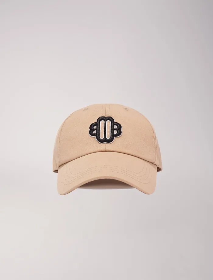 Hats Women Maje Clover Logo Cotton Cap Mastic Beige