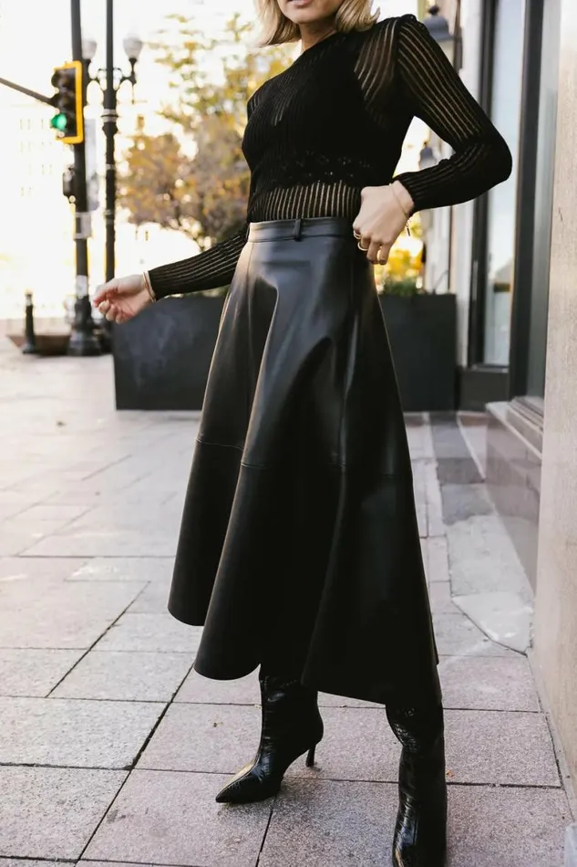 Holland Faux Leather Skirt Black Women Bohme Skirts