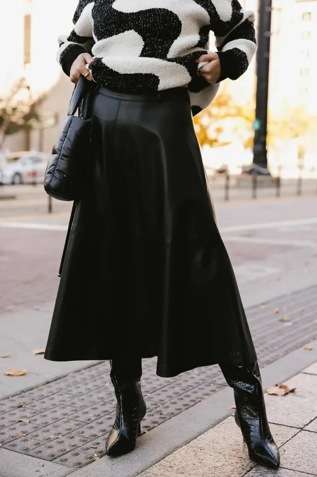 Holland Faux Leather Skirt Black Women Bohme Skirts
