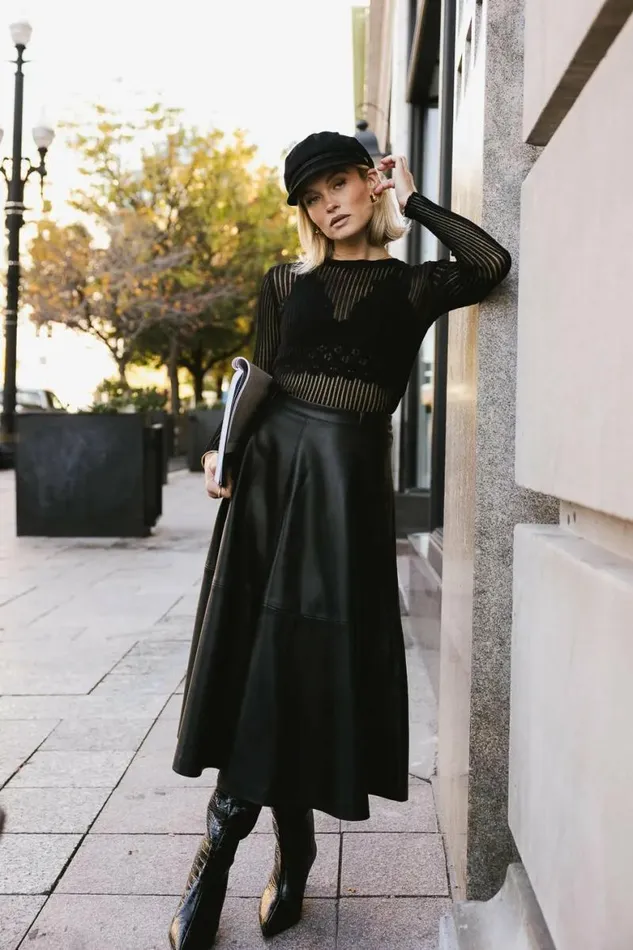 Holland Faux Leather Skirt Black Women Bohme Skirts