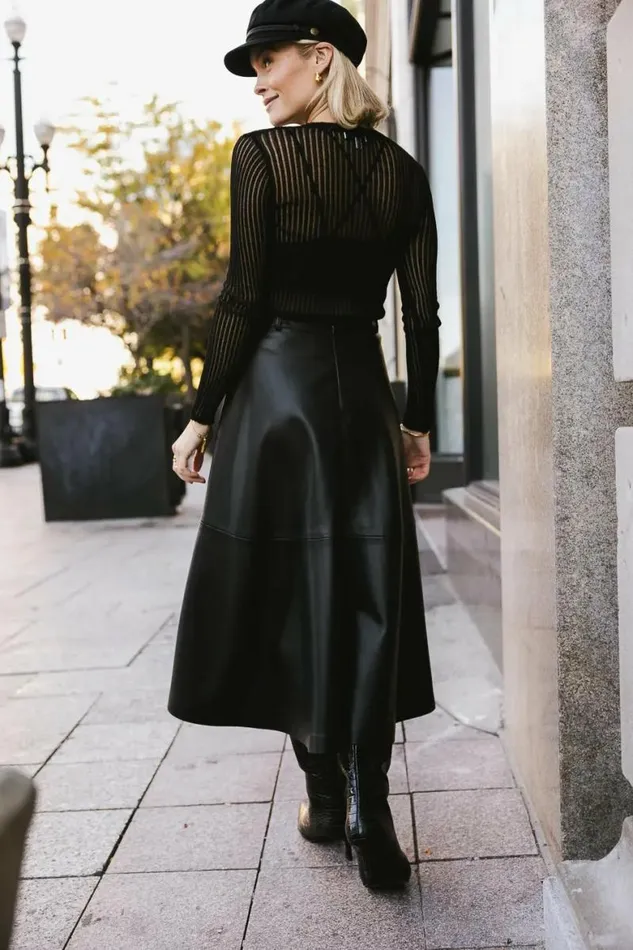 Holland Faux Leather Skirt Black Women Bohme Skirts