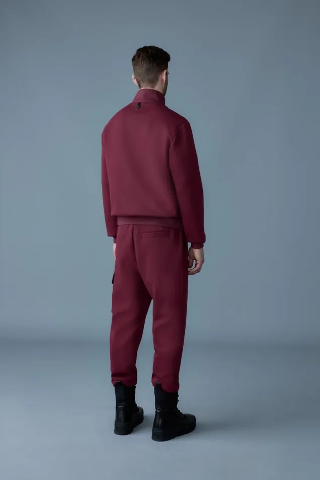 Hoodies and Tops Men Mackage COLLINR Nano Down Mixed Media Bomber Jacket Garnet Hoodies and Tops Men Mackage COLLINR Nano Down Mixed Media Bomber Jacket Garnet
