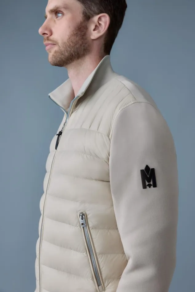 Hoodies and Tops Men Mackage COLLINR Nano Down Mixed Media Bomber Jacket Garnet Hoodies and Tops Men Mackage COLLINR Nano Down Mixed Media Bomber Jacket Garnet
