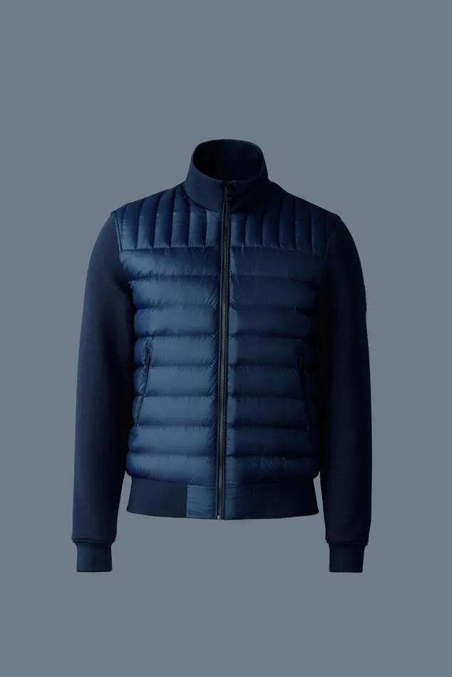 Hoodies and Tops Men Mackage COLLINR Nano Down Mixed Media Bomber Jacket Garnet Hoodies and Tops Men Mackage COLLINR Nano Down Mixed Media Bomber Jacket Garnet