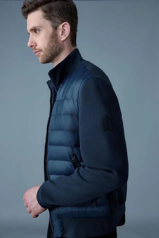 Hoodies and Tops Men Mackage COLLINR Nano Down Mixed Media Bomber Jacket Garnet Hoodies and Tops Men Mackage COLLINR Nano Down Mixed Media Bomber Jacket Garnet