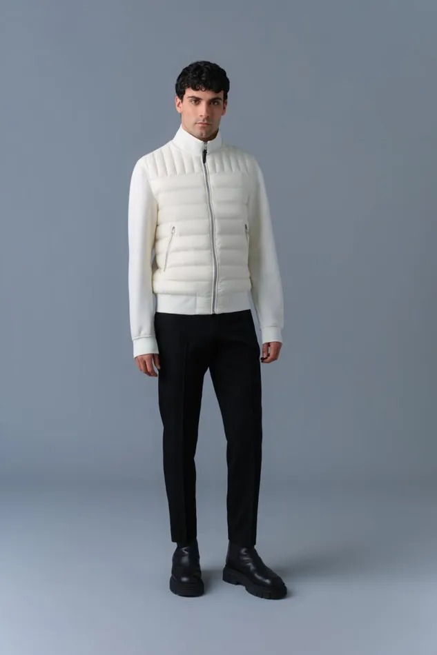 Hoodies and Tops Men Mackage COLLINR Nano Down Mixed Media Bomber Jacket Garnet Hoodies and Tops Men Mackage COLLINR Nano Down Mixed Media Bomber Jacket Garnet