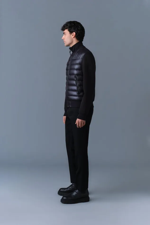 Hoodies and Tops Men Mackage COLLINR Nano Down Mixed Media Bomber Jacket Garnet Hoodies and Tops Men Mackage COLLINR Nano Down Mixed Media Bomber Jacket Garnet