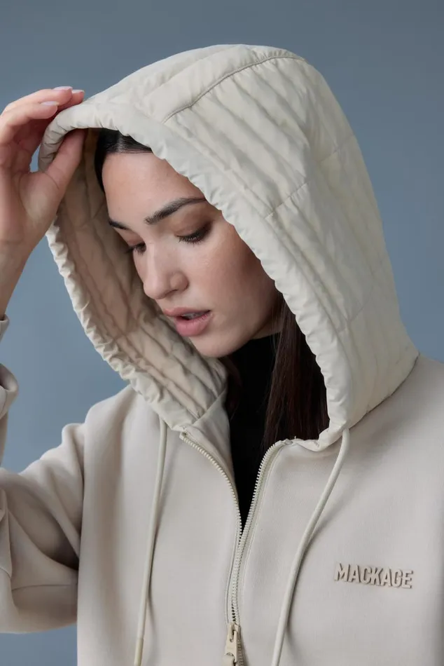 Hoodies and Tops Men Mackage CRUZ Zipup Hybrid Vertical Quilt Hoodie Trench Hoodies and Tops Men Mackage CRUZ Zipup Hybrid Vertical Quilt Hoodie Trench