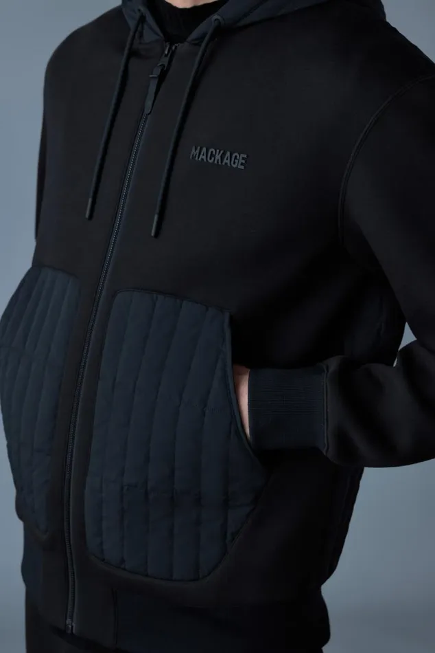 Hoodies and Tops Men Mackage CRUZ Zipup Hybrid Vertical Quilt Hoodie Trench Hoodies and Tops Men Mackage CRUZ Zipup Hybrid Vertical Quilt Hoodie Trench