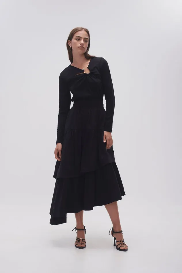 Interlace Midi Skirt Black Women Aje Skirts