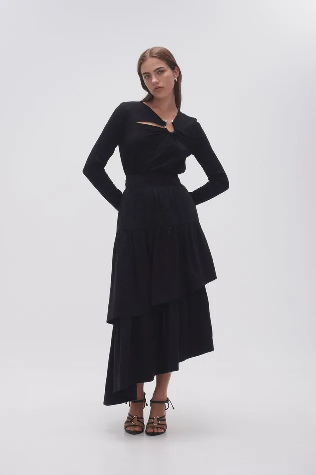 Interlace Midi Skirt Black Women Aje Skirts