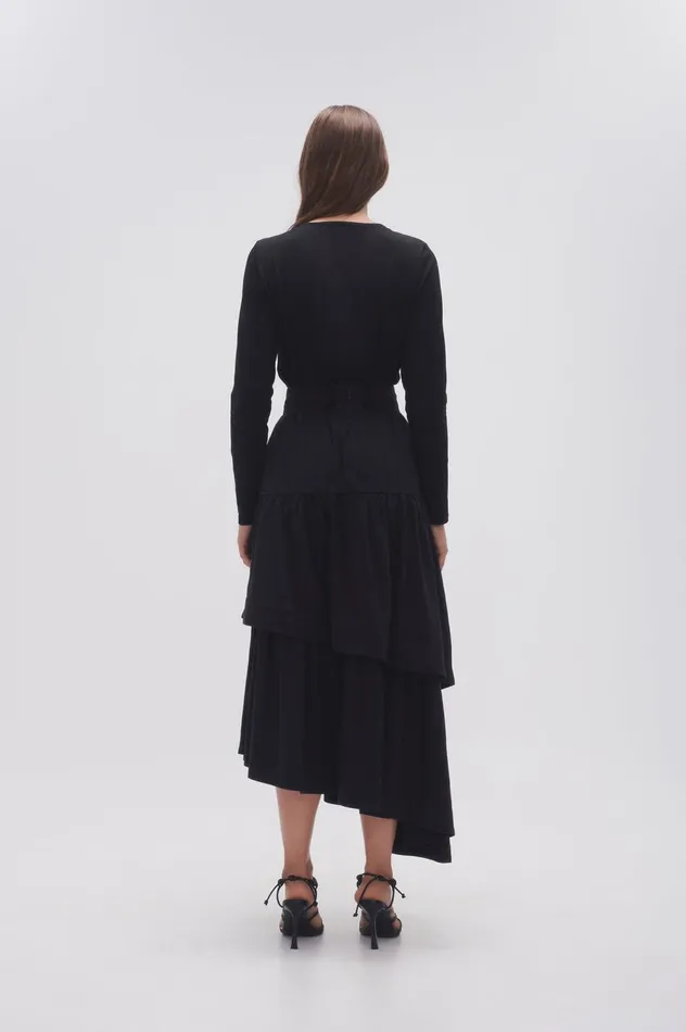 Interlace Midi Skirt Black Women Aje Skirts