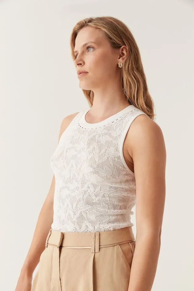 Irie Lace Knit Tank Ivory Women Aje Knitwear 038 Jumpers