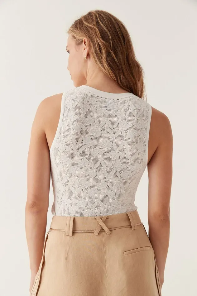 Irie Lace Knit Tank Ivory Women Aje Knitwear 038 Jumpers