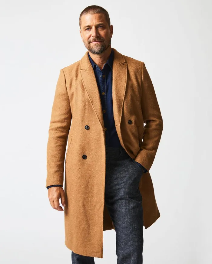 Jackets and Outerwear Men Billy Reid Officers Coat Camel