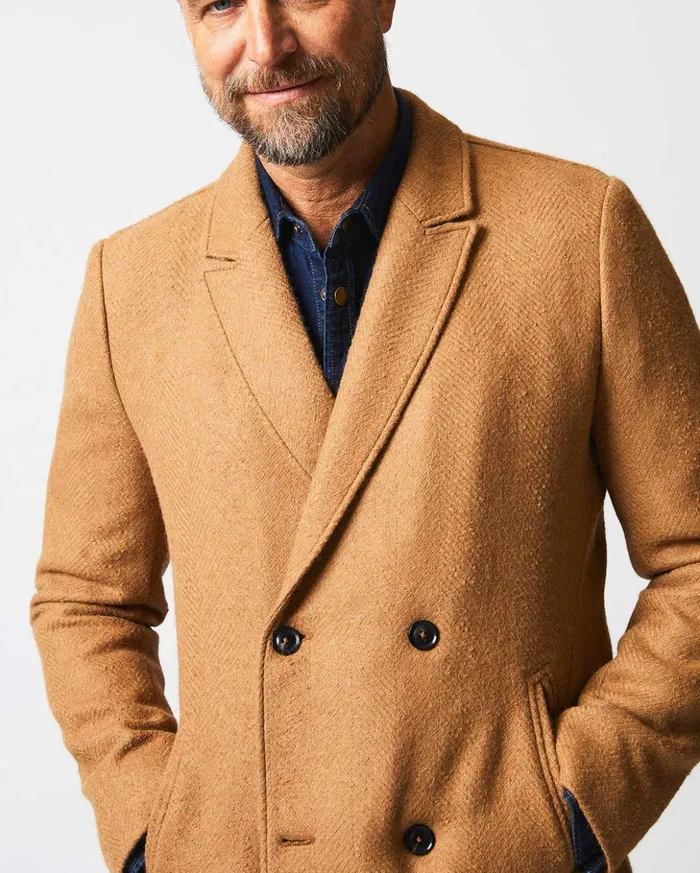 Jackets and Outerwear Men Billy Reid Officers Coat Camel