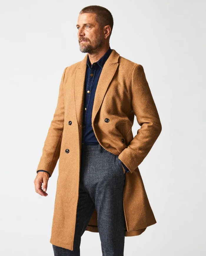 Jackets and Outerwear Men Billy Reid Officers Coat Camel