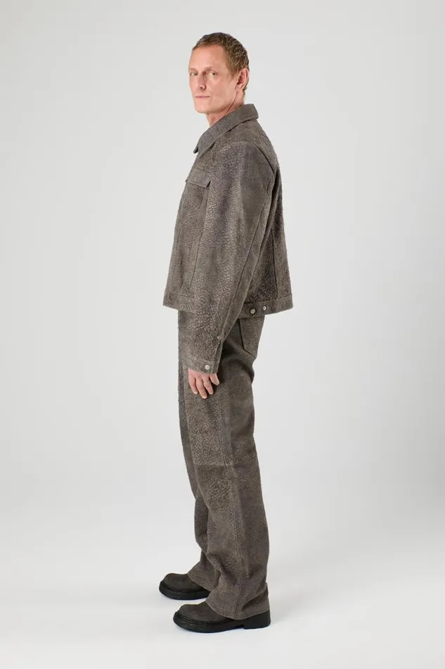 Jackets Men Camper Suede Jacket Gray Wrinkled Suede Leather Jacket Jackets Men Camper Suede Jacket Gray Wrinkled Suede Leather Jacket