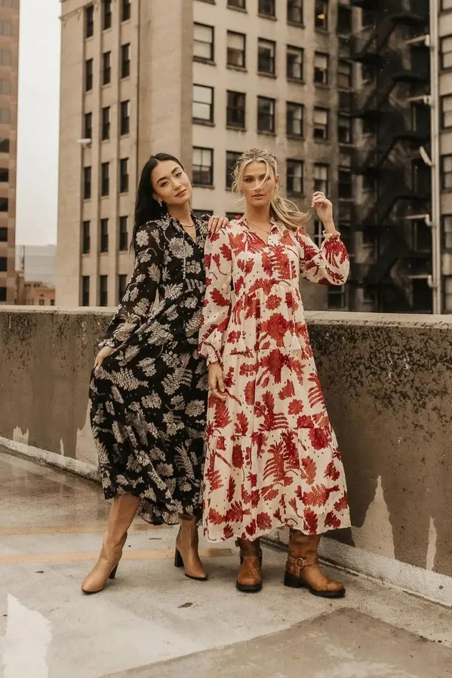 Jayla Floral Chiffon Dress In Cream Cream Women Bohme Dresses