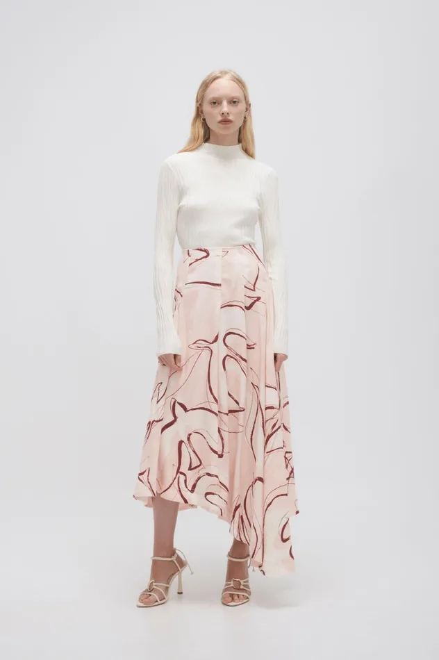 Jeanne Dipped Midi Skirt Whimsical Dove Women Aje Skirts
