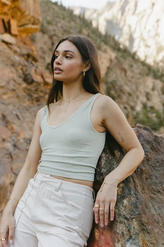 Jessica Cropped Tank In Sage Sage Women Bohme Tops
