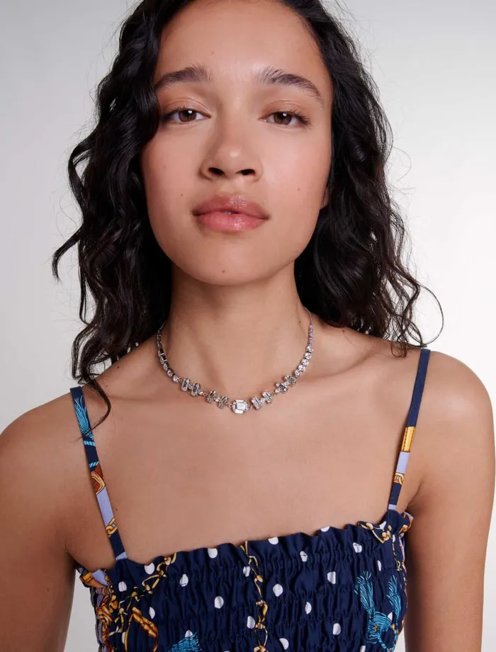 Jewelry Women Maje Gold Rhinestone Choker Necklace Silver