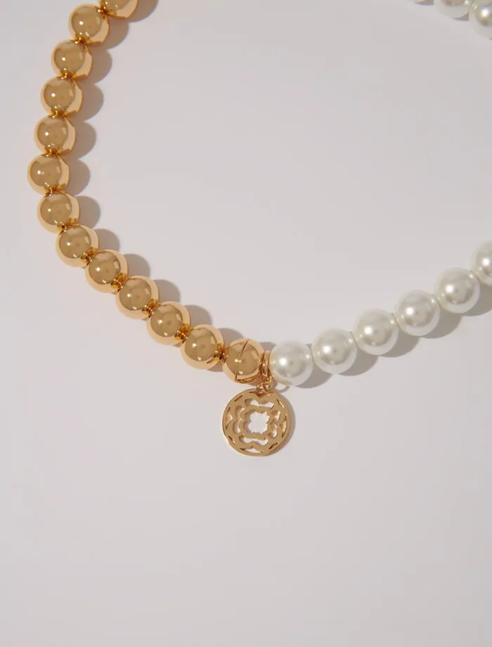 Jewelry Women Maje Mixed Pearl Choker Necklace Gold