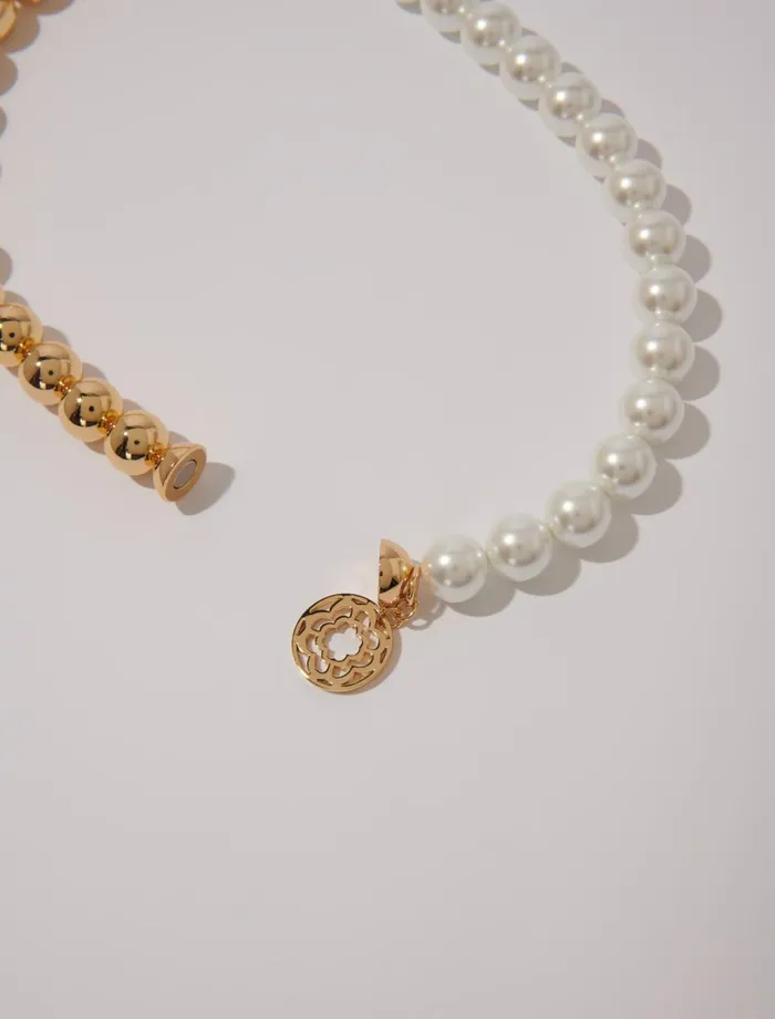 Jewelry Women Maje Mixed Pearl Choker Necklace Gold