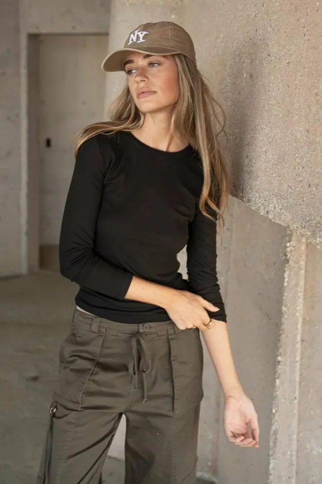 Journee Top In Black Black Women Bohme Tees and Tanks