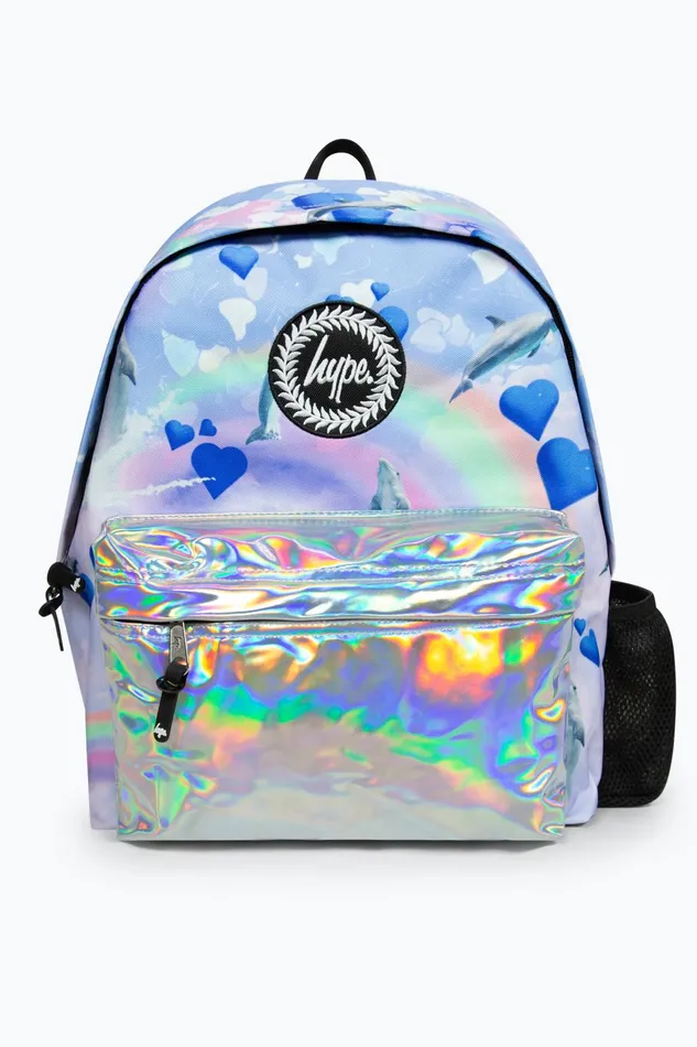 Just Hype Backpacks Hype Girls Holo Rainbow Dolphins Iconic Multicolour Backpack