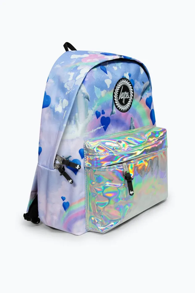 Just Hype Backpacks Hype Girls Holo Rainbow Dolphins Iconic Multicolour Backpack