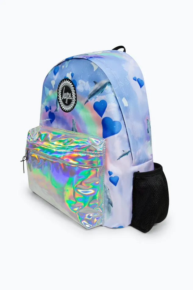 Just Hype Backpacks Hype Girls Holo Rainbow Dolphins Iconic Multicolour Backpack