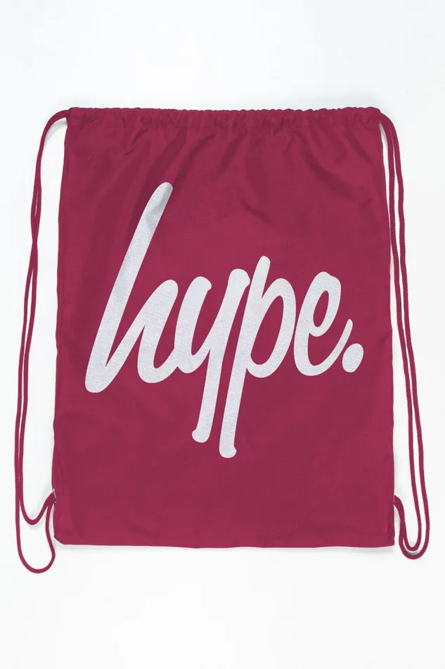 Just Hype Drawstring Bags Hype Unisex Berry Script Drawstring Bag