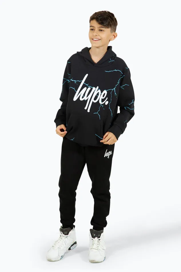 Just Hype Hoodies and Sweatshirts Hype Boys Black Lightning Hoodie