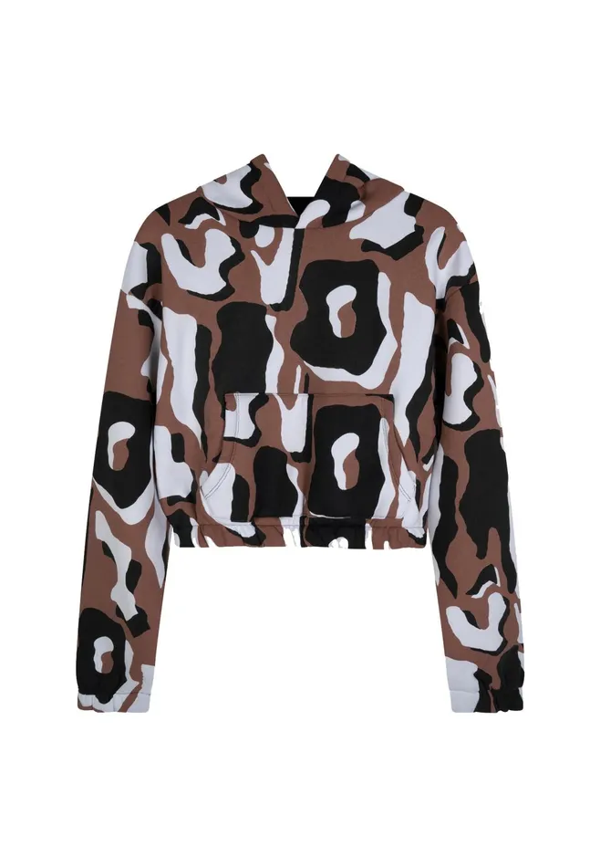 Just Hype Hoodies and Sweatshirts Justhype Womens Multi Onyx Animal Cropped Hoodie