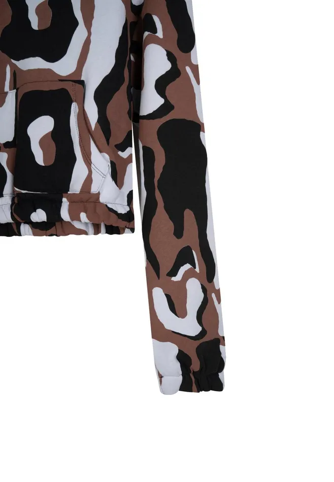 Just Hype Hoodies and Sweatshirts Justhype Womens Multi Onyx Animal Cropped Hoodie Just Hype Hoodies and Sweatshirts Justhype Womens Multi Onyx Animal Cropped Hoodie