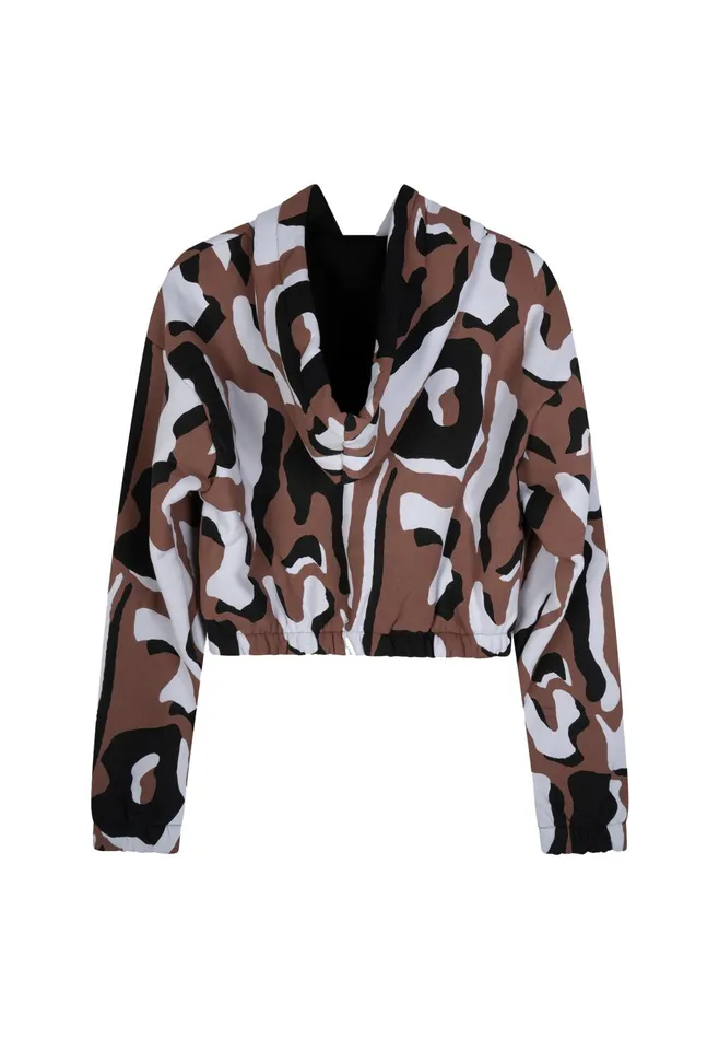 Just Hype Hoodies and Sweatshirts Justhype Womens Multi Onyx Animal Cropped Hoodie Just Hype Hoodies and Sweatshirts Justhype Womens Multi Onyx Animal Cropped Hoodie