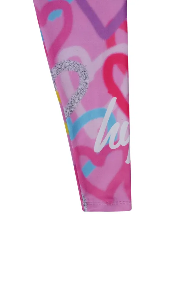 Just Hype Leggings and Bralettes Hype Girls Pink Graffiti Hearts Legging