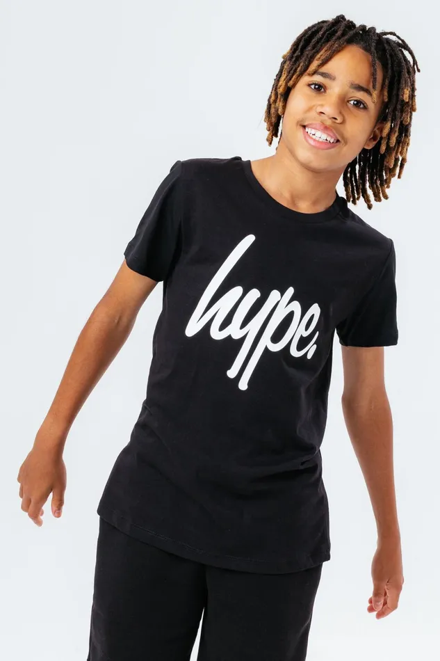 Just Hype TShirts and Vests Hype Unisex Kids Black Script TShirt