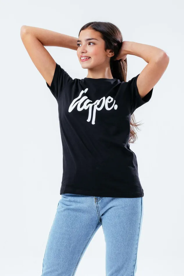 Just Hype TShirts and Vests Hype Unisex Kids Black Script TShirt