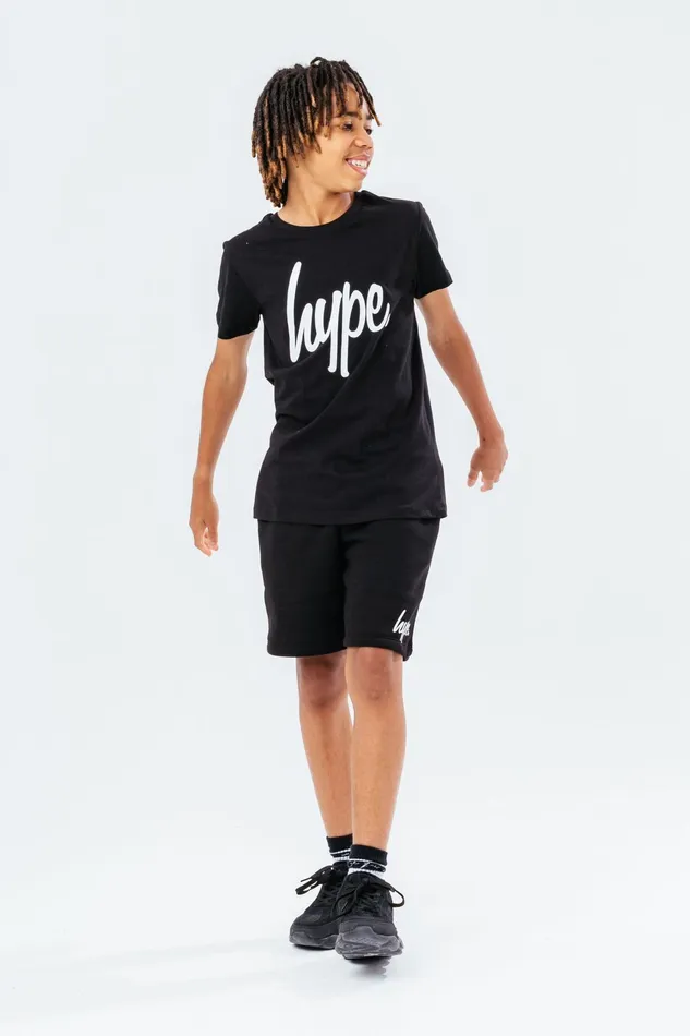 Just Hype TShirts and Vests Hype Unisex Kids Black Script TShirt