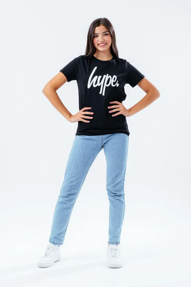 Just Hype TShirts and Vests Hype Unisex Kids Black Script TShirt