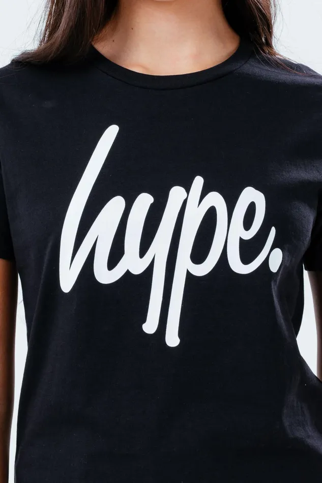 Just Hype TShirts and Vests Hype Unisex Kids Black Script TShirt