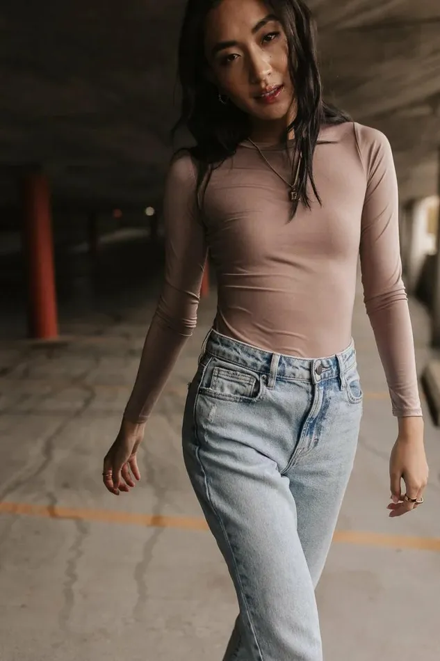 Kali Long Sleeve Bodysuit In Mocha Mocha Women Bohme Tops