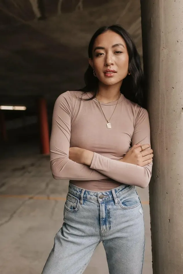 Kali Long Sleeve Bodysuit In Mocha Mocha Women Bohme Tops