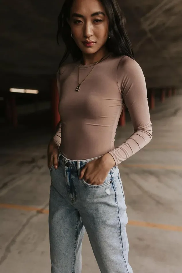 Kali Long Sleeve Bodysuit In Mocha Mocha Women Bohme Tops